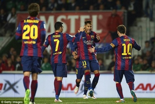 
	
	Barca_Các cầu thủ Barcelona đã có một trận thắng nhàn nhã